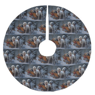 Jupon De Sapin En Polyester Brossé Setter Anglais Sleigh Neigeux Décor Noël 