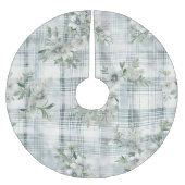 Jupon De Sapin En Polyester Brossé Shabby Chic Noël Floral Vert Plaid (Devant)
