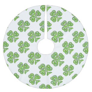 Jupon De Sapin En Polyester Brossé Shamrock de noeud celtique en blanc
