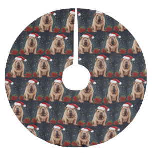 Jupon De Sapin En Polyester Brossé Shar Pei Chien dans Noël de neige