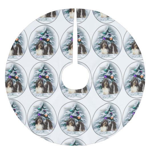 Jupon De Sapin En Polyester Brossé Shih Tzu Noël (Devant)