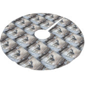 Jupon De Sapin En Polyester Brossé Sibérien Husky Laisser Neige Noël (Angle)