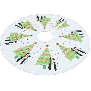 Jupon De Sapin En Polyester Brossé Siècle moderne Cool Chat Arbre de Noël
