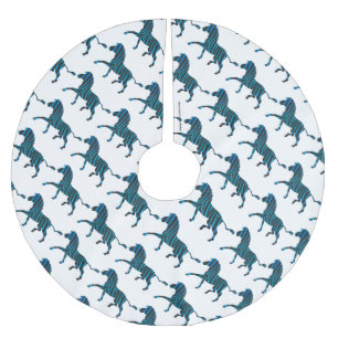 Jupon De Sapin En Polyester Brossé Silhouette noire et bleue Zebra