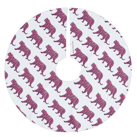 Jupon De Sapin En Polyester Brossé Silhouette Tiger rose et noir (Devant)