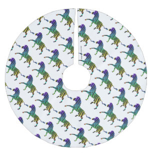 Jupon De Sapin En Polyester Brossé Silhouette Zebra noir et arc-en-ciel