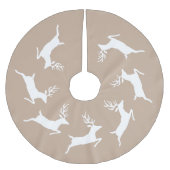 Jupon De Sapin En Polyester Brossé Silhouettes De Rennes Blanches Sur Beige (Devant)
