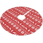 Jupon De Sapin En Polyester Brossé Silhouettes Malinois Belge Motif de Noël Rouge (Angle)