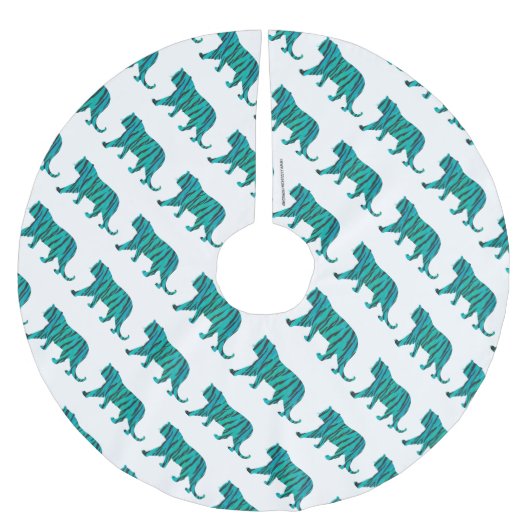 Jupon De Sapin En Polyester Brossé Silhouettes noires et Turquoises (Devant)