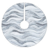 Jupon De Sapin En Polyester Brossé Silver White Christmas Stripes (Devant)