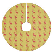 Jupon De Sapin En Polyester Brossé Simple Gold Red Reindees Noël Motif Noël (Devant)