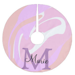 Jupon De Sapin En Polyester Brossé simple minimal ajouter nom monogramme rose rouge a