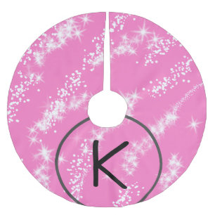 Jupon De Sapin En Polyester Brossé simple minimal monogramme blanc paillettes rose ea