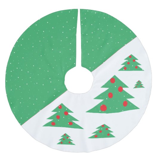 Jupon De Sapin En Polyester Brossé Simple moderne Green Christmas Tree Balls rouges (Devant)