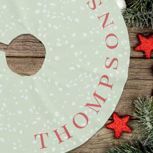 Jupon De Sapin En Polyester Brossé Simple Noël Vert Blanc Neige Personnalisé