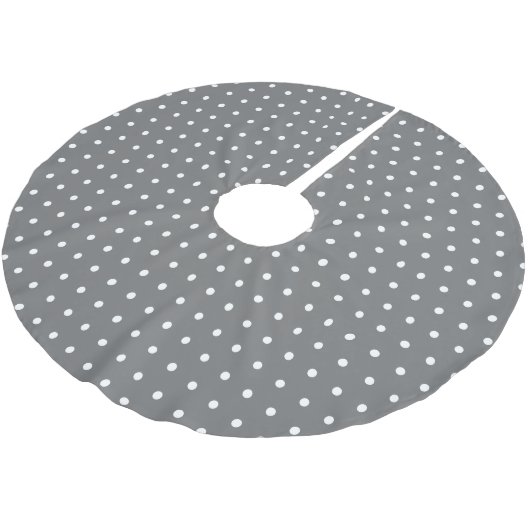 Jupon De Sapin En Polyester Brossé Simple Polka Dot gris et blanc (Angle)