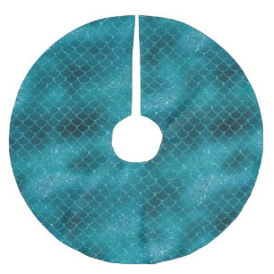 Jupon De Sapin En Polyester Brossé Sirène turquoise Sparkle