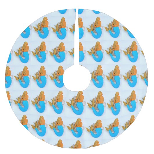 Jupon De Sapin En Polyester Brossé sirènes à queue bleue (Devant)