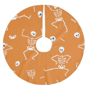 Jupon De Sapin En Polyester Brossé Skeletons d'Halloween amusant Motif sans couture