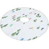 Jupon De Sapin En Polyester Brossé Skieurs Illustration Ski Noël (Angle)