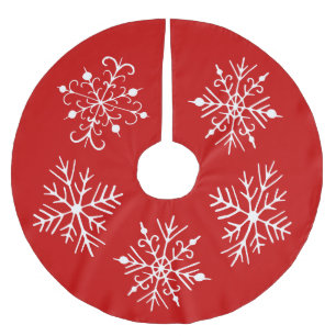 Jupon De Sapin En Polyester Brossé Skirt de Noël Red Snowflake