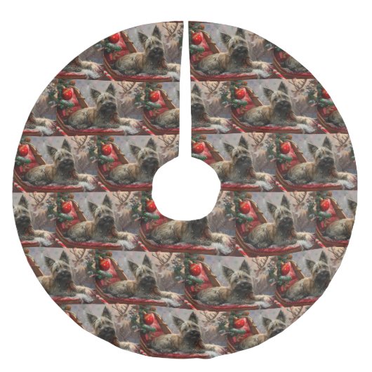 Jupon De Sapin En Polyester Brossé Skye Terrier Chien Festif de Noël (Devant)