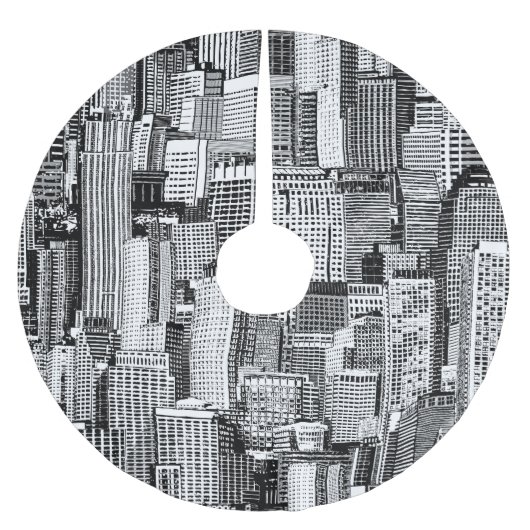 Jupon De Sapin En Polyester Brossé Skyscraper City Texture Isométrique sans fil (Devant)