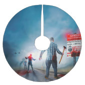 Jupon De Sapin En Polyester Brossé SlipperyJoe's heureux Halloween yeux brillants zom (Devant)