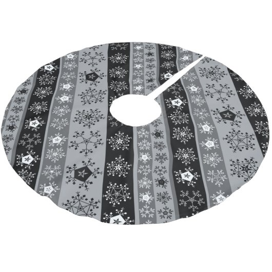 Jupon De Sapin En Polyester Brossé Snowflake rayures gris (Angle)