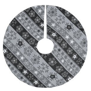 Jupon De Sapin En Polyester Brossé Snowflake rayures gris