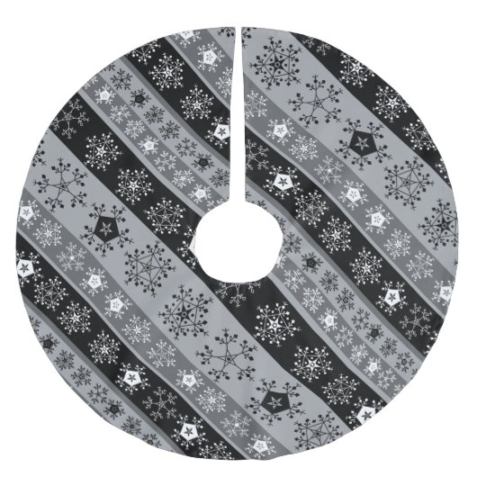 Jupon De Sapin En Polyester Brossé Snowflake rayures gris (Devant)
