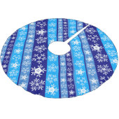 Jupon De Sapin En Polyester Brossé Snowflake Stripes Bleu (Angle)