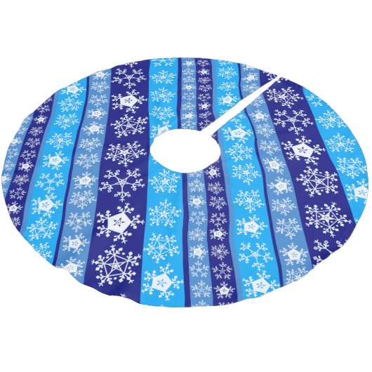 Jupon De Sapin En Polyester Brossé Snowflake Stripes Bleu (Angle)