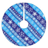 Jupon De Sapin En Polyester Brossé Snowflake Stripes Bleu (Devant)