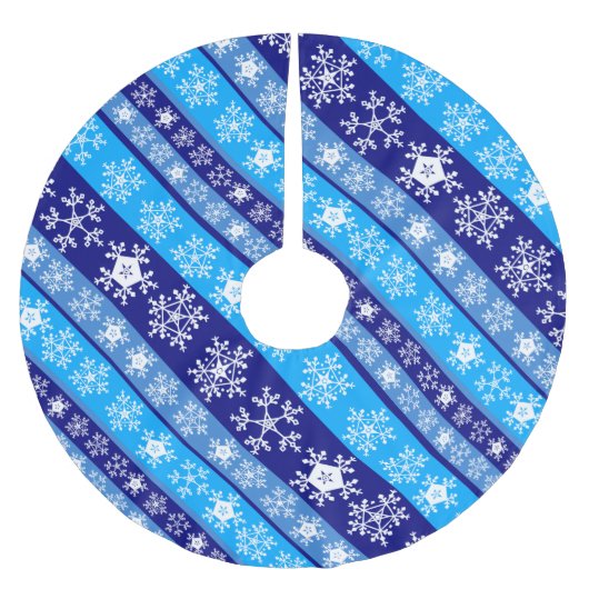 Jupon De Sapin En Polyester Brossé Snowflake Stripes Bleu (Devant)