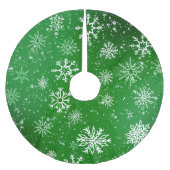 Jupon De Sapin En Polyester Brossé Snowflakes blanc Emerald (Devant)