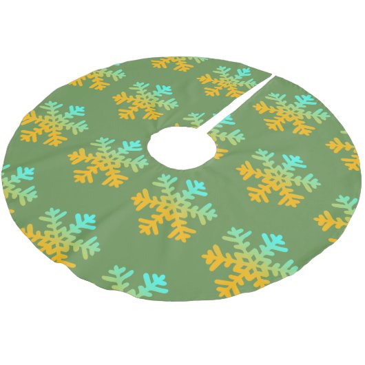 Jupon De Sapin En Polyester Brossé Snowflakes Blue Yellow Custom Tree Jupe (Angle)