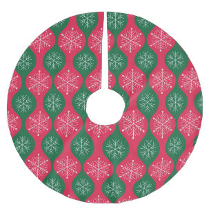 Jupon De Sapin En Polyester Brossé Snowflakes de Noël sur l'oignon rouge vert Vintage