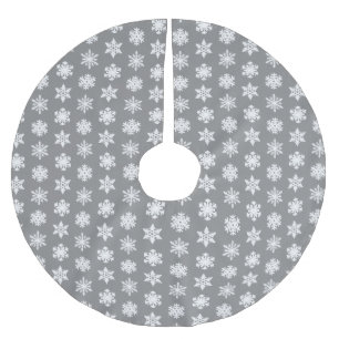 Jupon De Sapin En Polyester Brossé Snowflakes Ikat - Gris de charbon et blanc