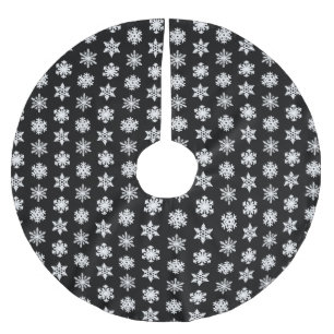 Jupon De Sapin En Polyester Brossé Snowflakes Ikat - Noir et blanc