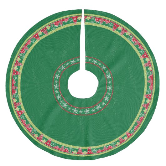 Jupon De Sapin En Polyester Brossé Snowflakes & présente une jupe d'arbre (Devant)