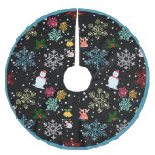 Jupon De Sapin En Polyester Brossé Snowflakes Snowman Christmas Mistletoe Reindee (Devant)