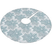 Jupon De Sapin En Polyester Brossé Snowflakes Turquoise (Angle)