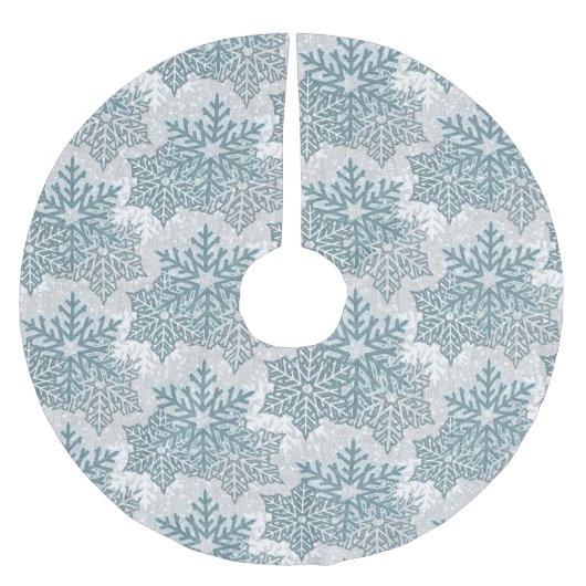 Jupon De Sapin En Polyester Brossé Snowflakes Turquoise (Devant)
