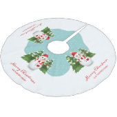 Jupon De Sapin En Polyester Brossé Snowman Custom Nom de famille Joyeux Noël (Angle)