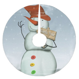 Jupon De Sapin En Polyester Brossé Snowman du Pôle Nord
