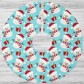 Jupon De Sapin En Polyester Brossé Snowman mignon Vacances d'hiver Motif de Noël