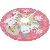 Jupon De Sapin En Polyester Brossé Snowman personnalisé famille de vacances Jupe d'ar (Angle)