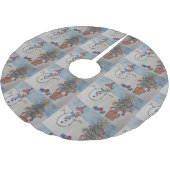 Jupon De Sapin En Polyester Brossé Snowman & sapin de Noël (Angle)