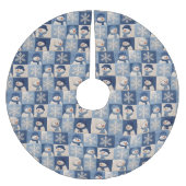 Jupon De Sapin En Polyester Brossé Snowmen and Snowflakes Quilt Pattern (Devant)